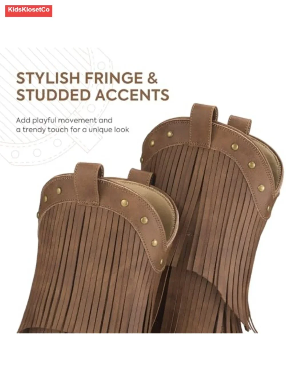 Girls Cowboy Boots with Tassel, Fringe Cowgirl Boots, Snip Toe, TPR Outsole,